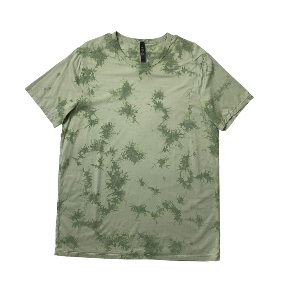 Lululemon T Shirt Mens L Large Green Tie Dye The Fundamental Crew Neck Training